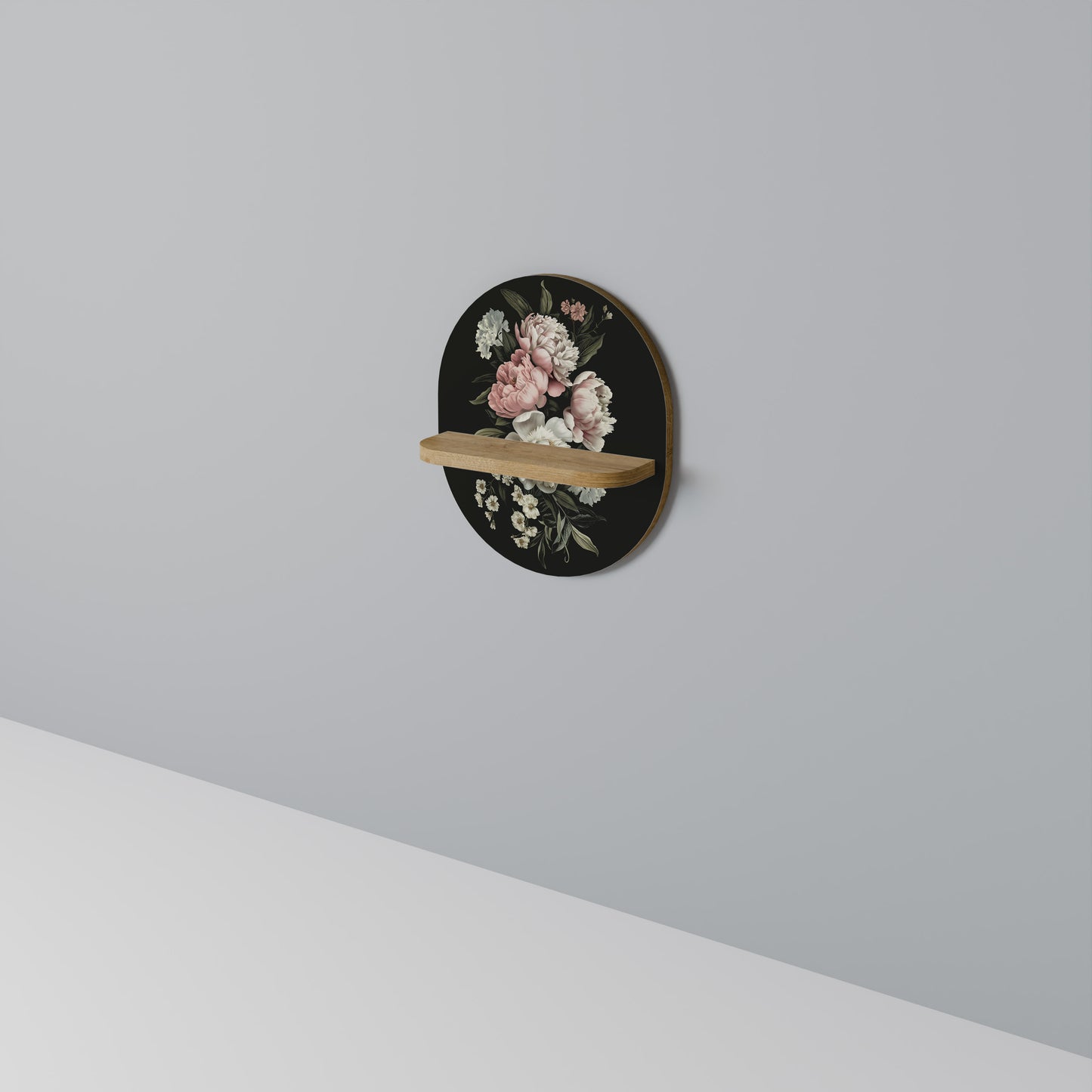 LUSH ELEGANCE Oval Art Shelf In Oak Effect