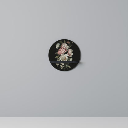 LUSH ELEGANCE Round Art Shelf In Black Finish