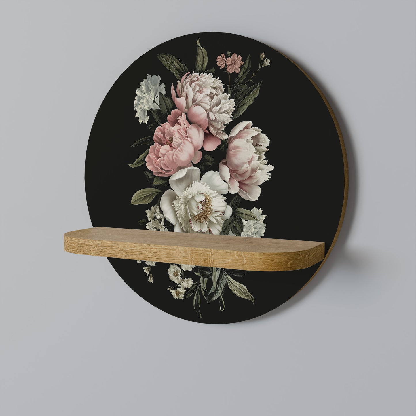 LUSH ELEGANCE Mensola Rotonda Decorativa in Effetto Rovere