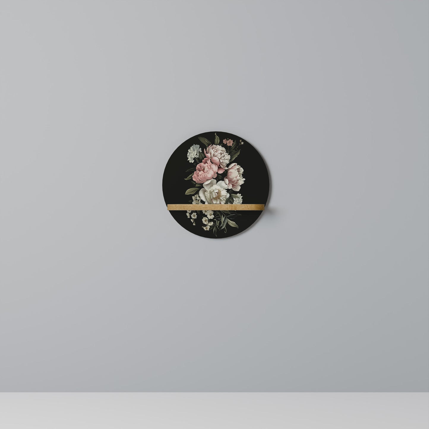 LUSH ELEGANCE Mensola Rotonda Decorativa in Effetto Rovere