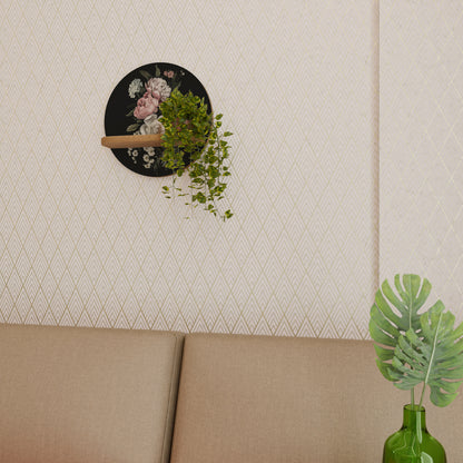 LUSH ELEGANCE Mensola Rotonda Decorativa in Effetto Rovere