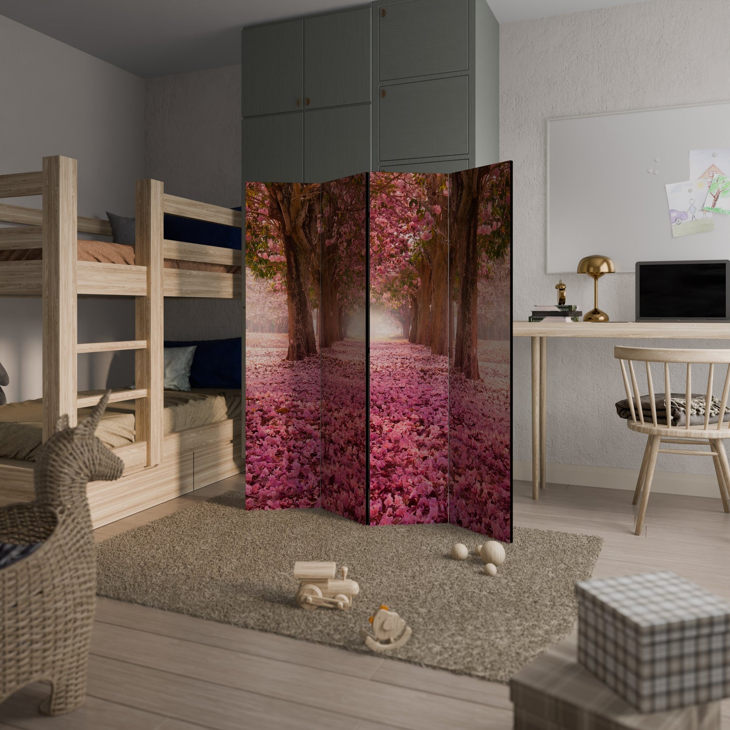 BLOSSOMING PATHWAYS Divisorio decorativo per ambienti a 4 pannelli