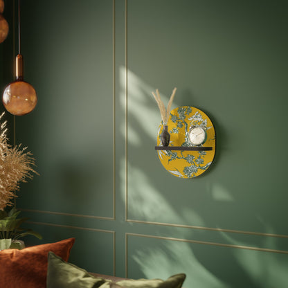 YELLOW CHINOISERIE Oval Art Shelf In Black Finish