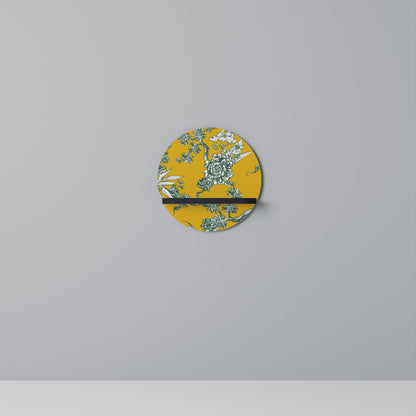YELLOW CHINOISERIE Round Art Shelf In Black Finish