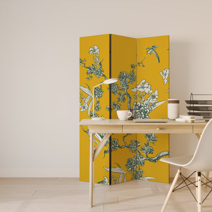 YELLOW CHINOISERIE Decorative 3-Panel Room Divider