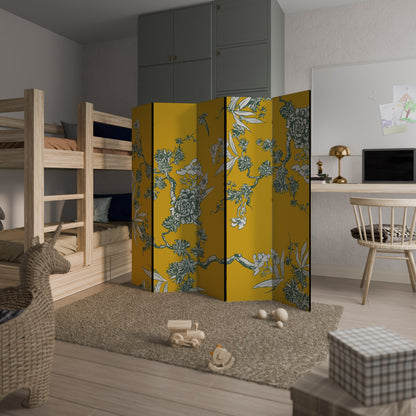 YELLOW CHINOISERIE Decorative 5-Panel Room Divider