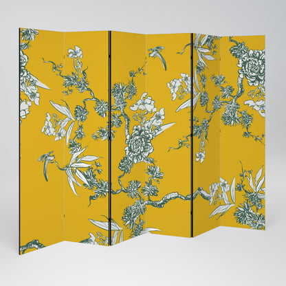 YELLOW CHINOISERIE Decorative 6-Panel Room Divider