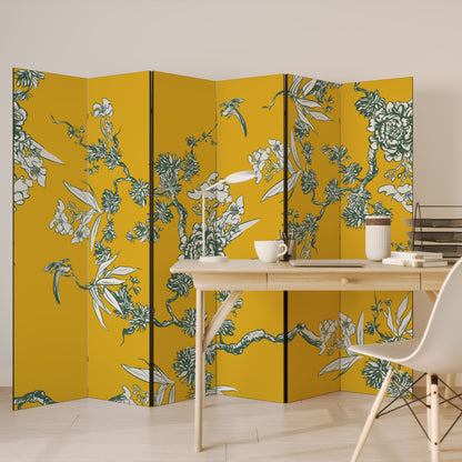 YELLOW CHINOISERIE Decorative 6-Panel Room Divider