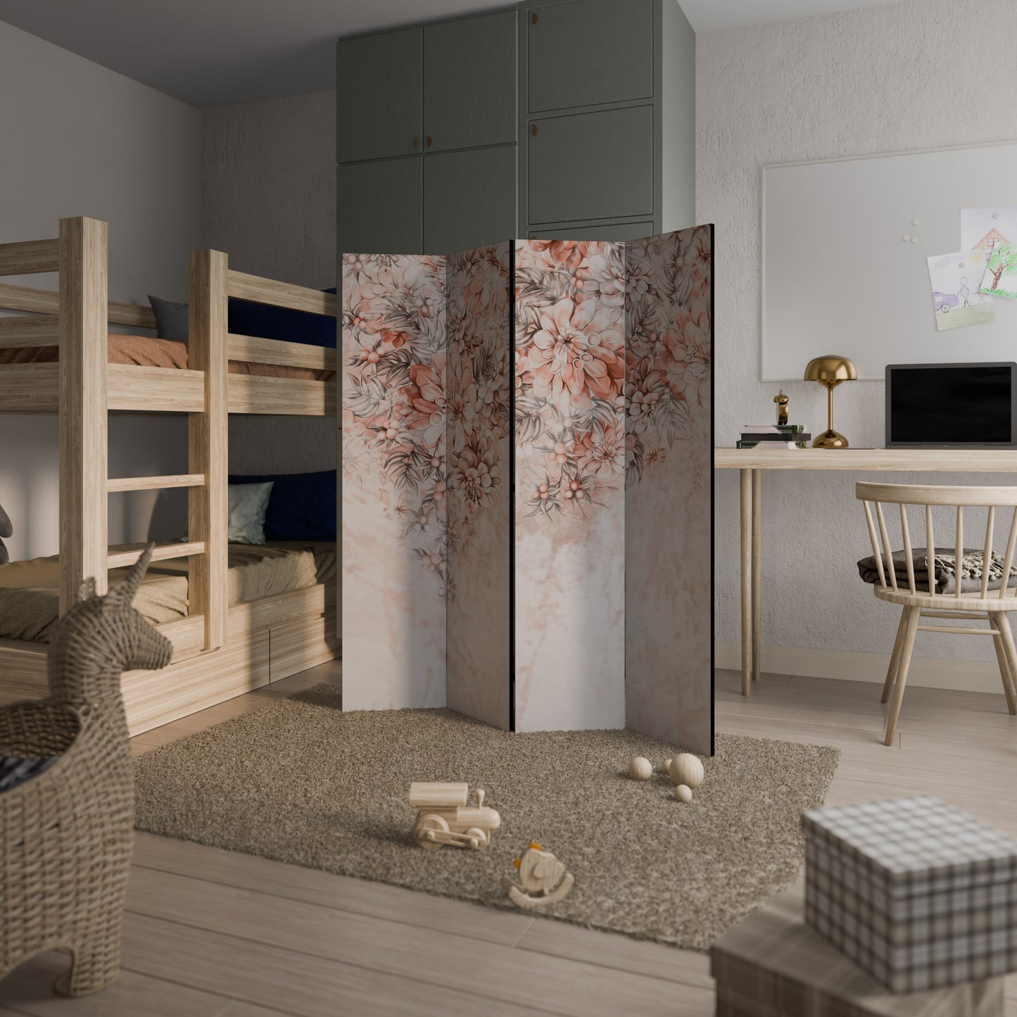 MARBLE GARDEN FANTASY Divisorio decorativo per ambienti a 4 pannelli