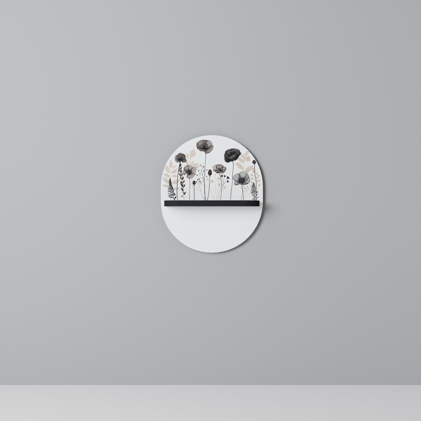 POPPY ALLURE Oval Art Shelf In Black Finish