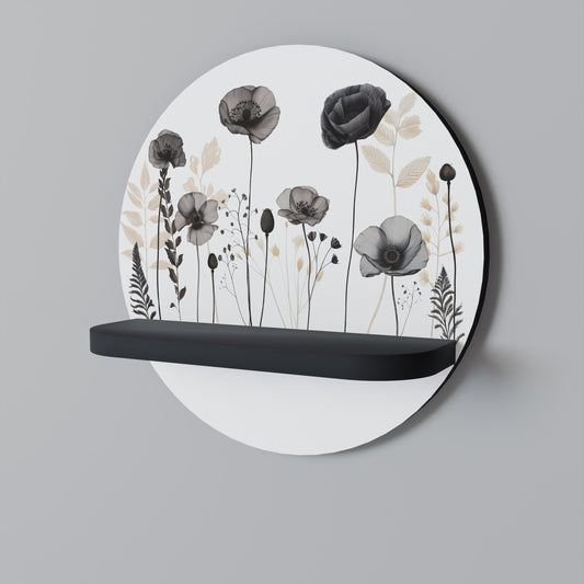 POPPY ALLURE Round Art Shelf In Black Finish