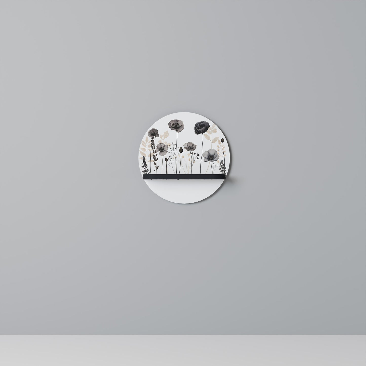 POPPY ALLURE Round Art Shelf In Black Finish