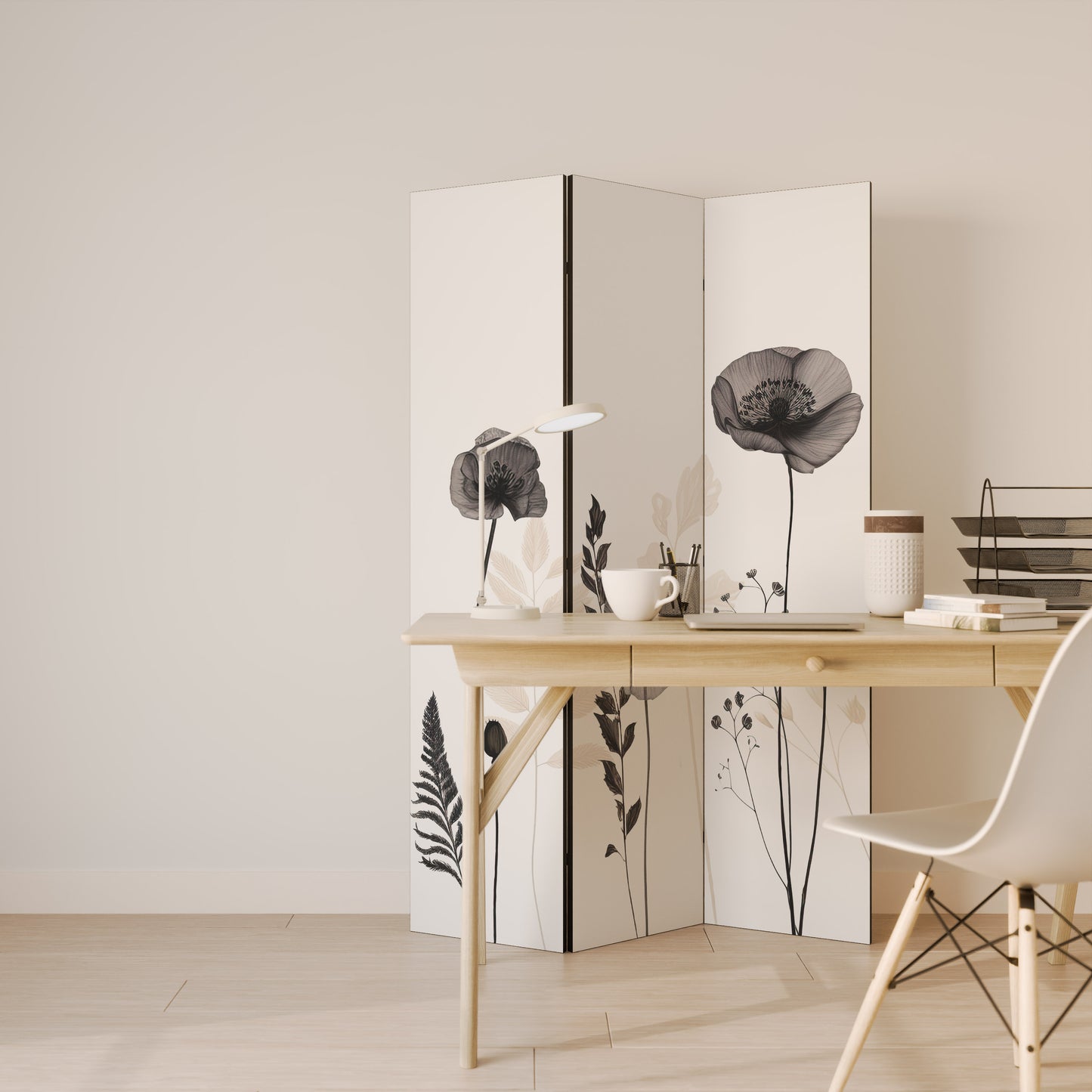 Divisorio decorativo per ambienti a 3 pannelli POPPY ALLURE