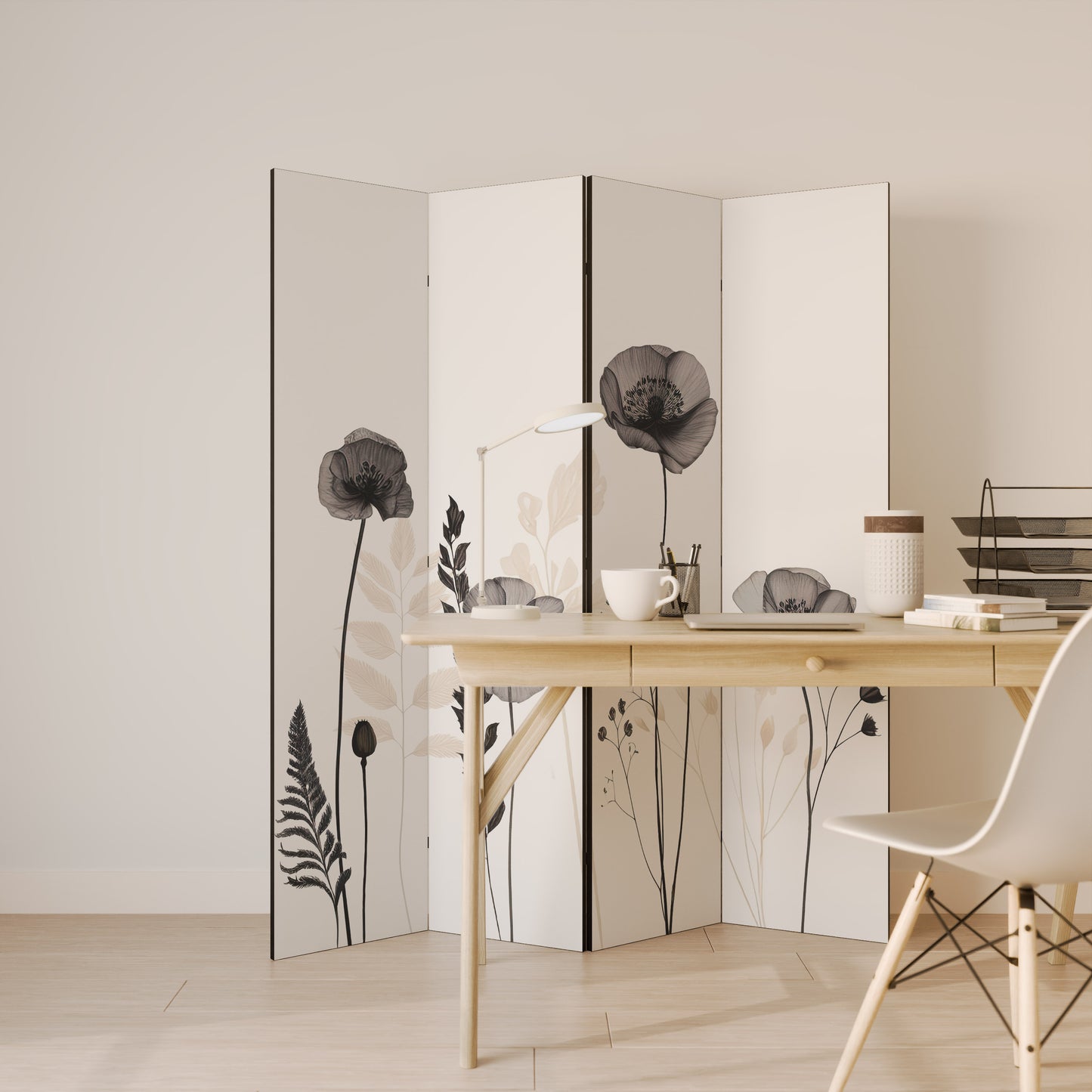 POPPY ALLURE Divisorio decorativo per ambienti a 4 pannelli