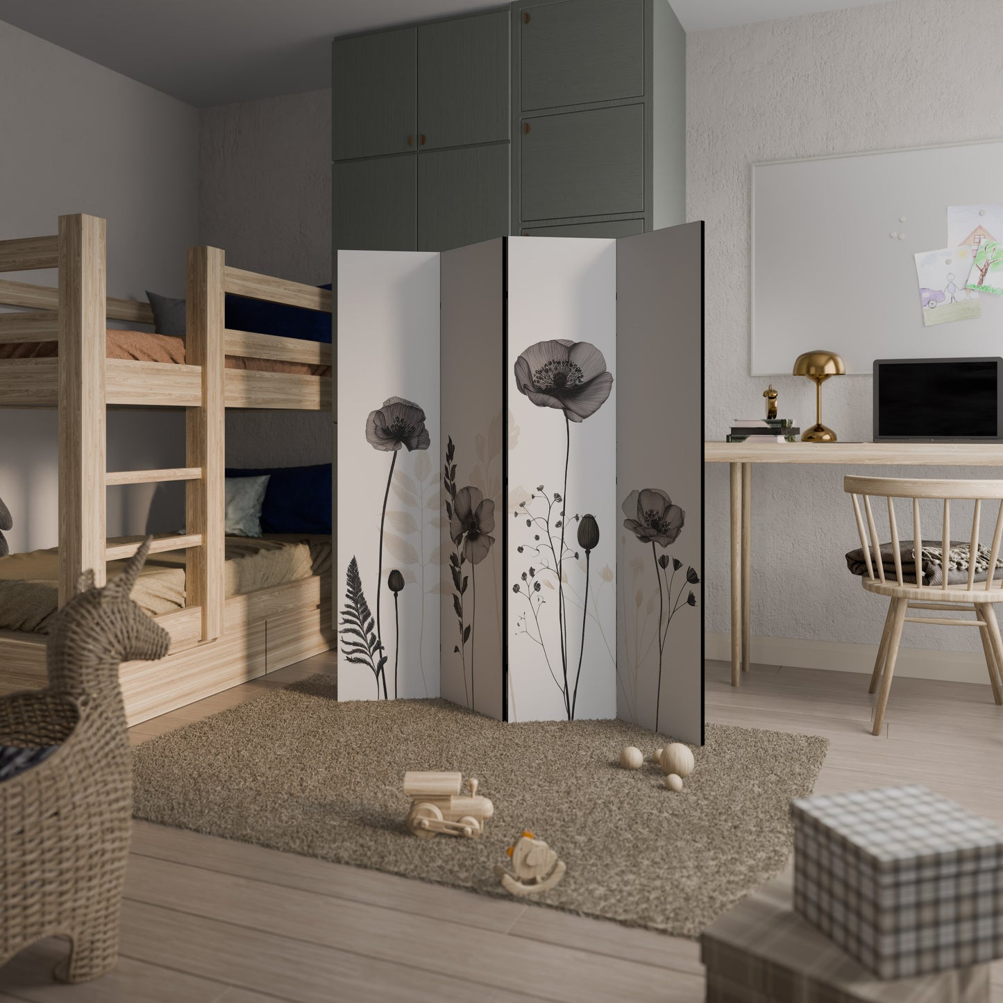 POPPY ALLURE Divisorio decorativo per ambienti a 4 pannelli