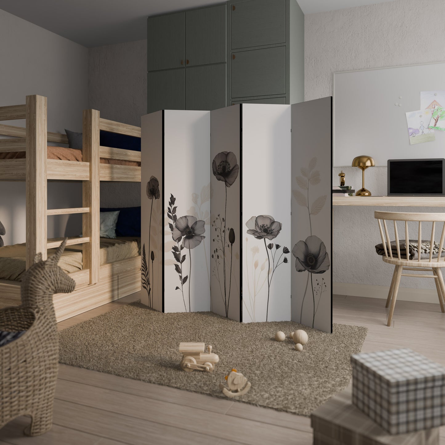 Divisorio decorativo per ambienti a 5 pannelli POPPY ALLURE