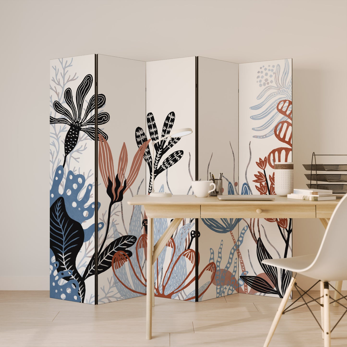 ORGANIC ASSEMBLAGE Divisorio decorativo per ambienti a 5 pannelli