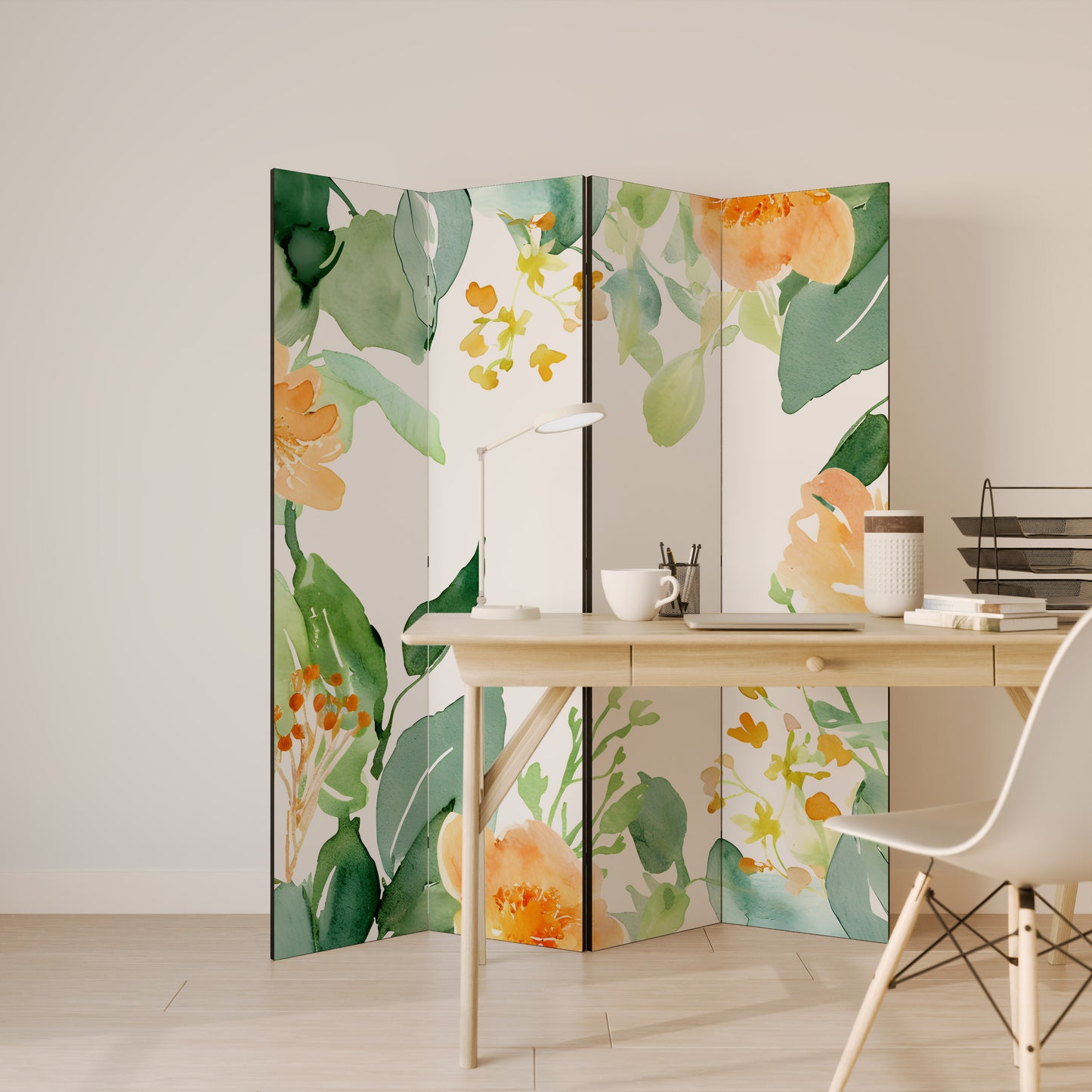 FLORAL SERENITY SPLIT Decorative 4-Panel Room Divider