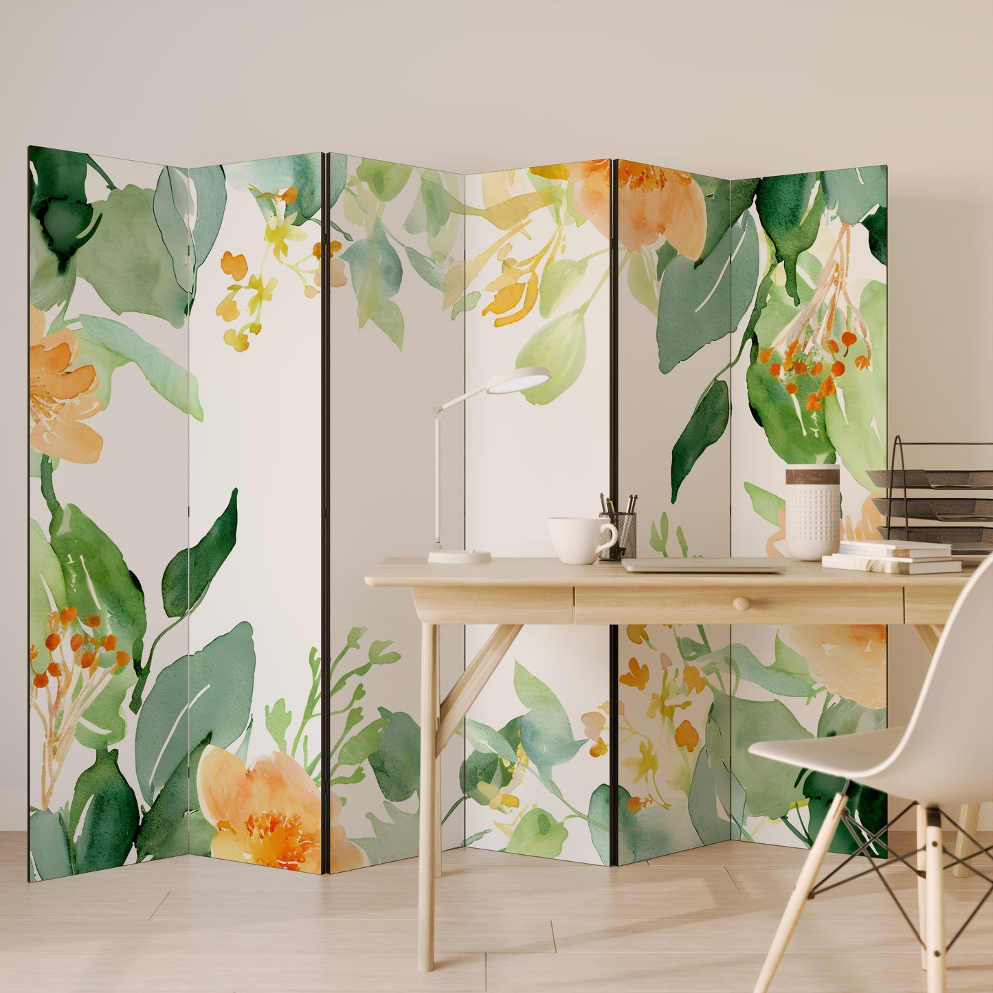 FLORAL SERENITY SPLIT Divisorio decorativo per ambienti a 6 pannelli