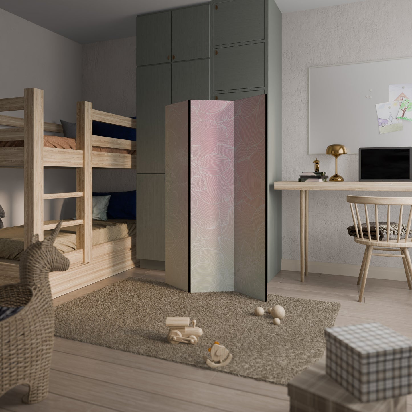 ELEGANTE FUSIONE FLOREALE Divisorio decorativo a 3 pannelli