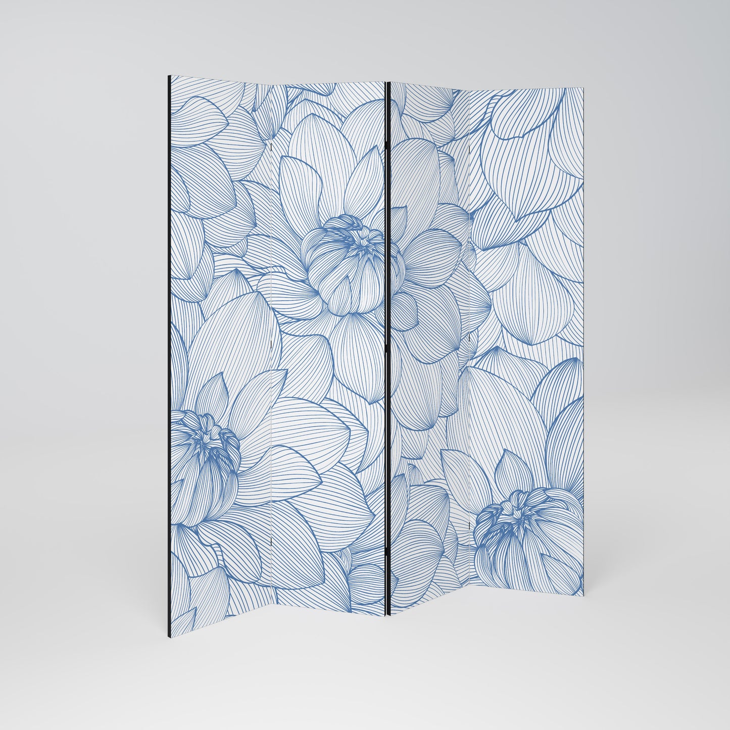 LUSH LINEAR BLOOMS Decorative 4-Panel Room Divider