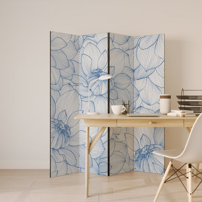 LUSH LINEAR BLOOMS Decorative 4-Panel Room Divider