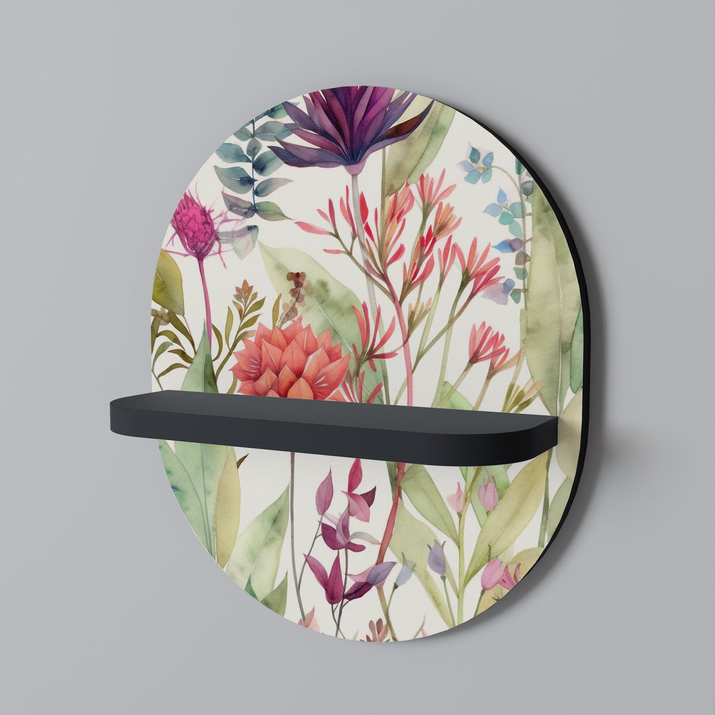 HERBAL FIESTA Oval Art Shelf In Black Finish