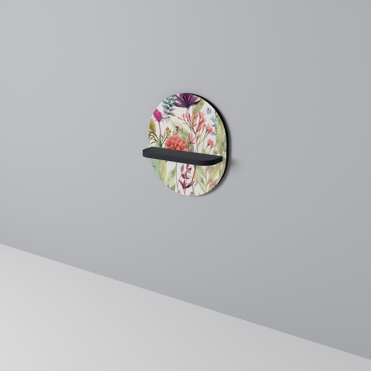 HERBAL FIESTA Oval Art Shelf In Black Finish