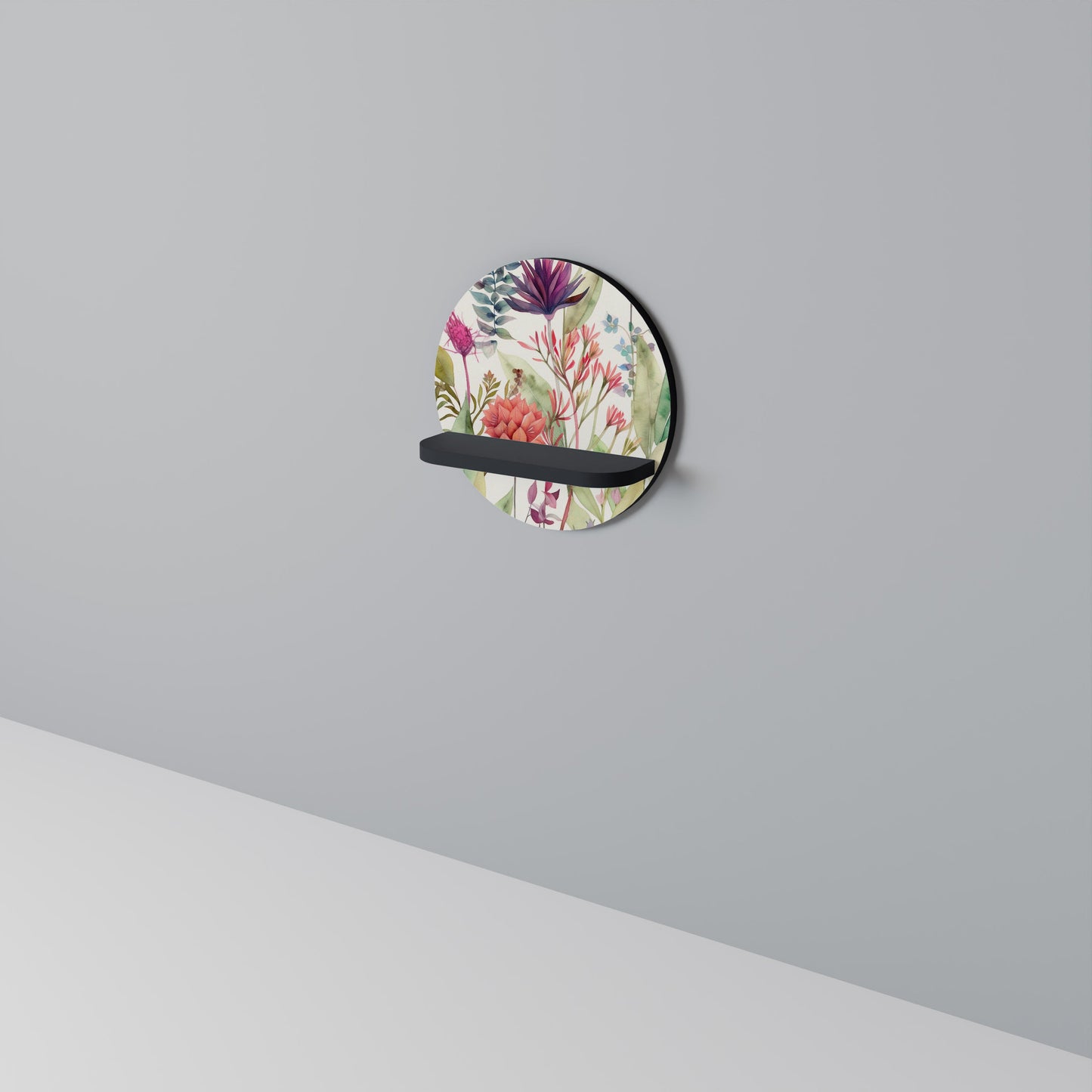 HERBAL FIESTA Mensola Rotonda Decorativa con Finitura Nera