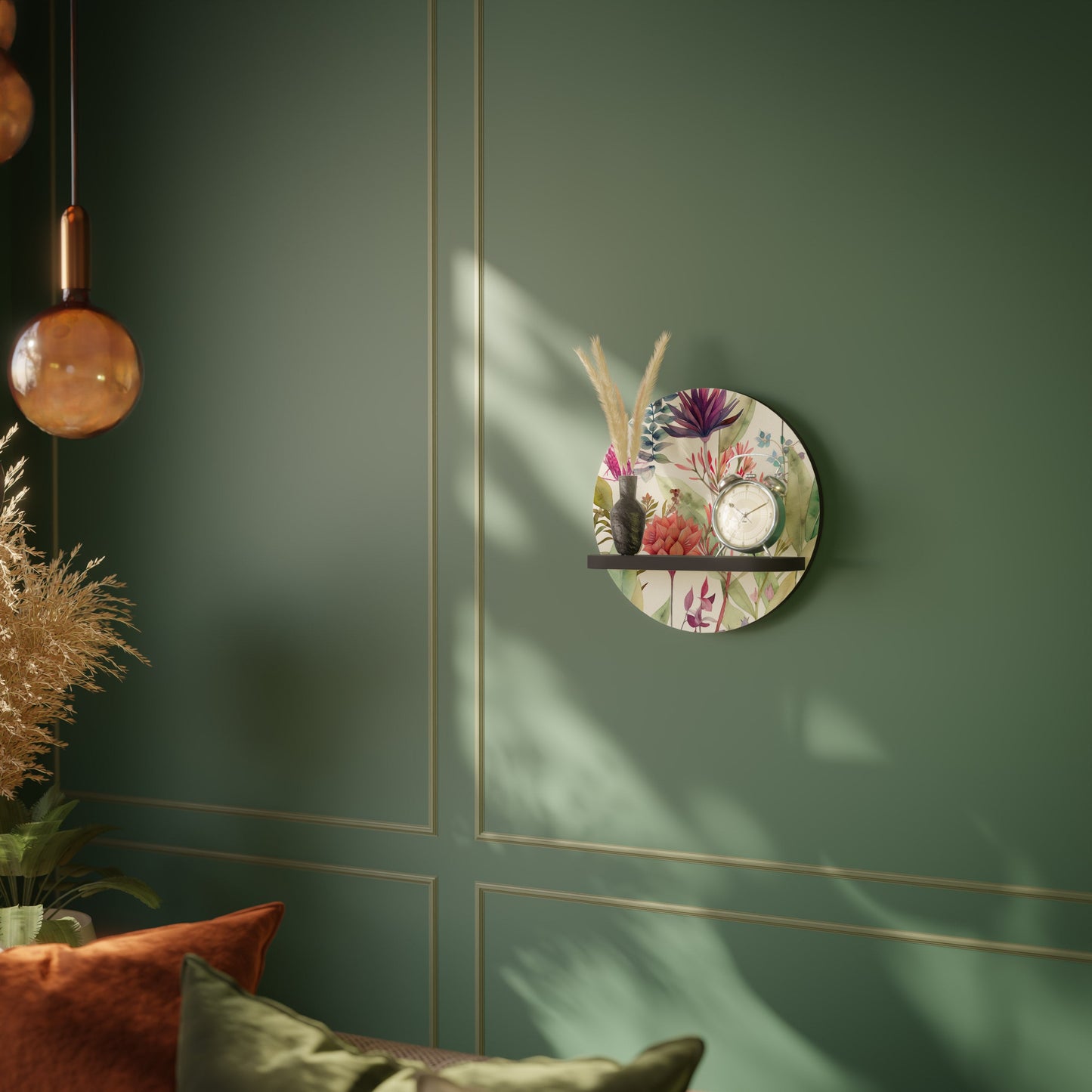 HERBAL FIESTA Mensola Rotonda Decorativa con Finitura Nera