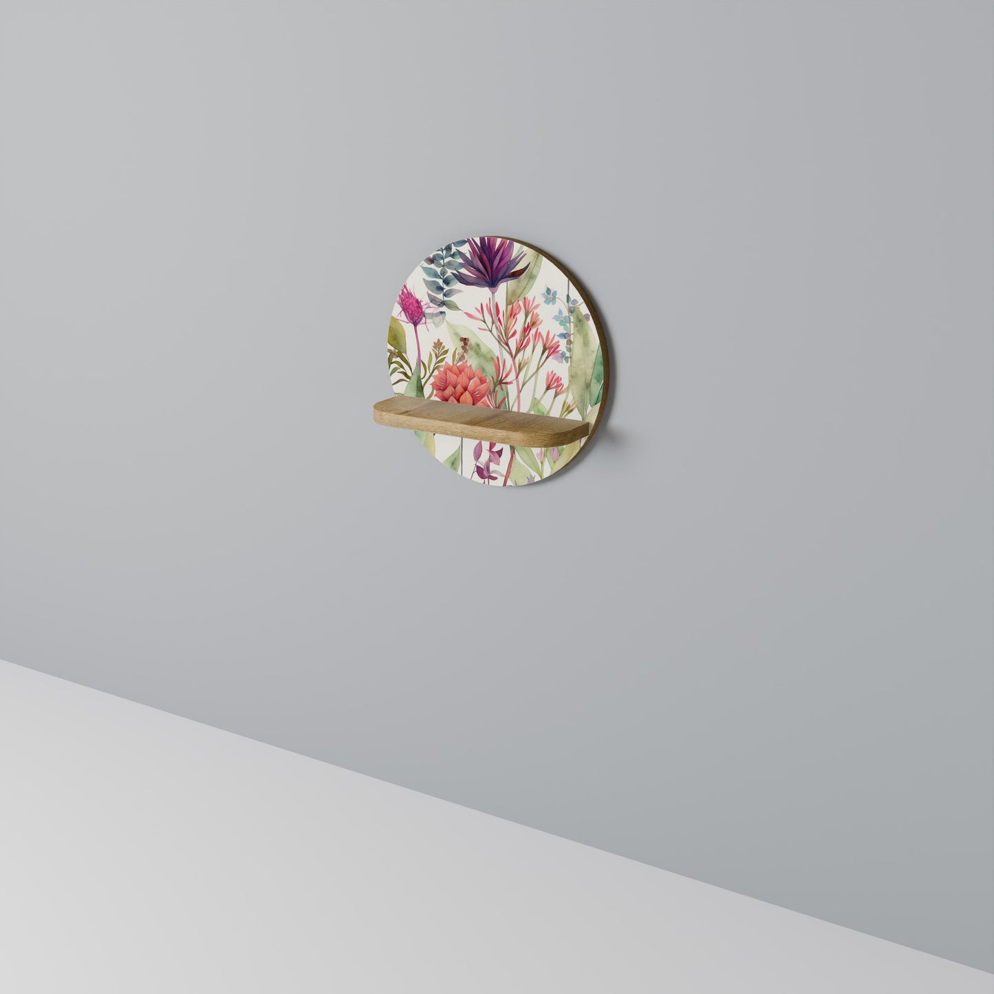 HERBAL FIESTA Mensola Rotonda Decorativa in Effetto Rovere