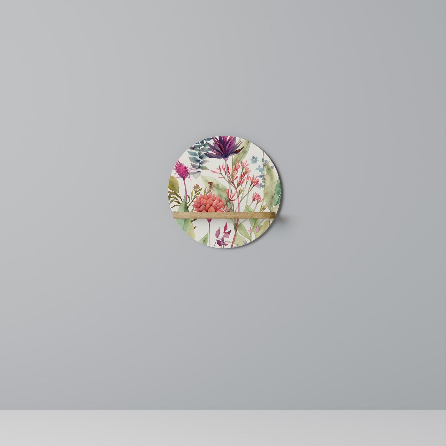 HERBAL FIESTA Mensola Rotonda Decorativa in Effetto Rovere