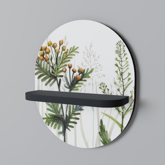 HERBAL DREAM Oval Art Shelf In Black Finish