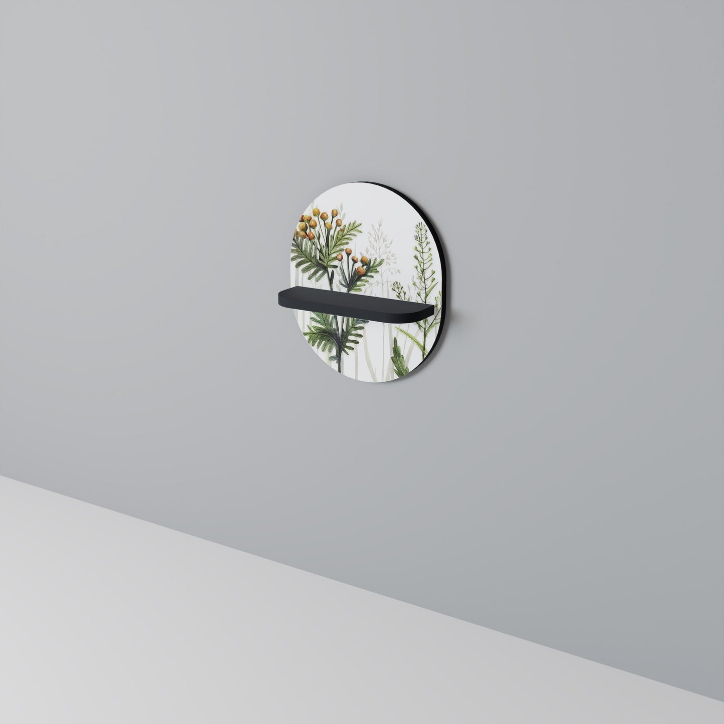 HERBAL DREAM Oval Art Shelf In Black Finish