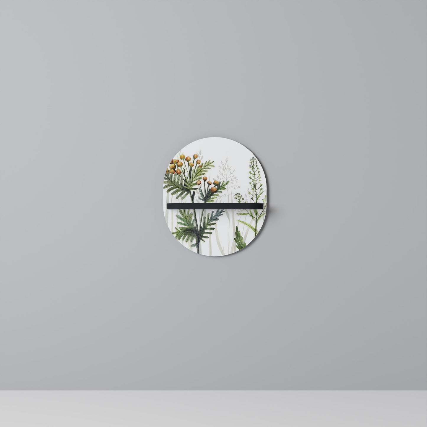 HERBAL DREAM Oval Art Shelf In Black Finish