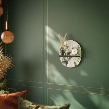 HERBAL DREAM Oval Art Shelf In Black Finish