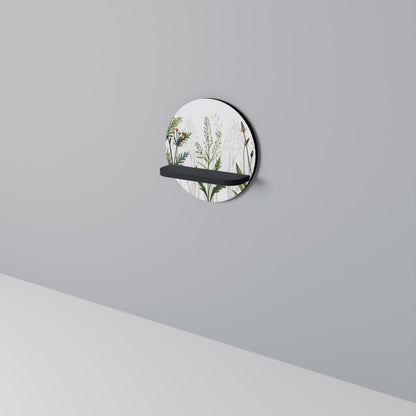 HERBAL DREAM Round Art Shelf In Black Finish