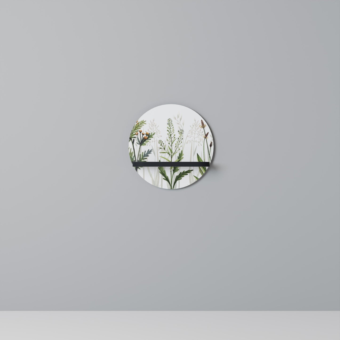 HERBAL DREAM Round Art Shelf In Black Finish