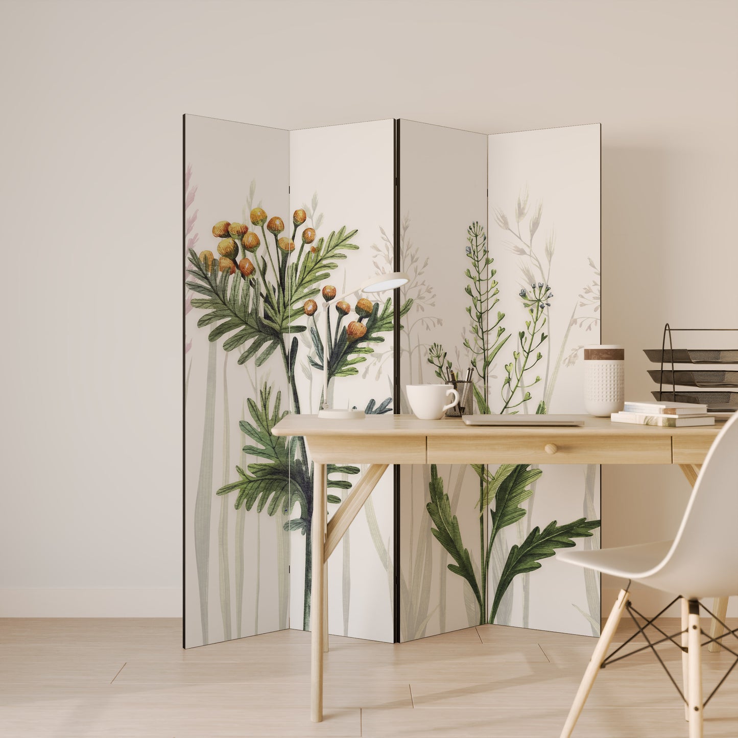 HERBAL DREAM Decorative 4-Panel Room Divider