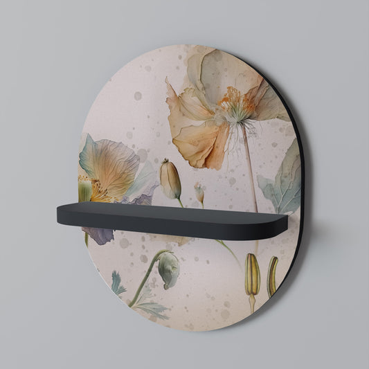 SOFTEN POPPY Oval Art Shelf In Black Finish