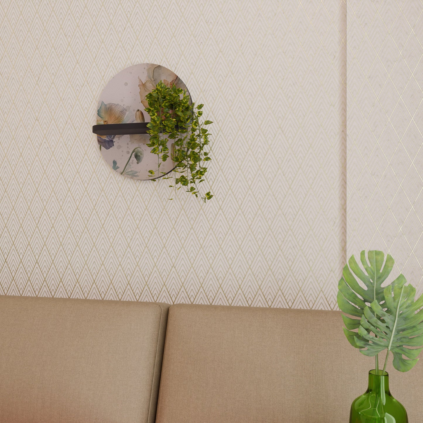 SOFTEN POPPY Mensola Ovale Decorativa con Finitura Nera