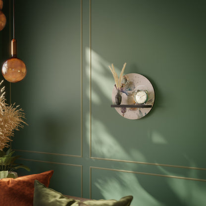 SOFTEN POPPY Round Art Shelf In Black Finish