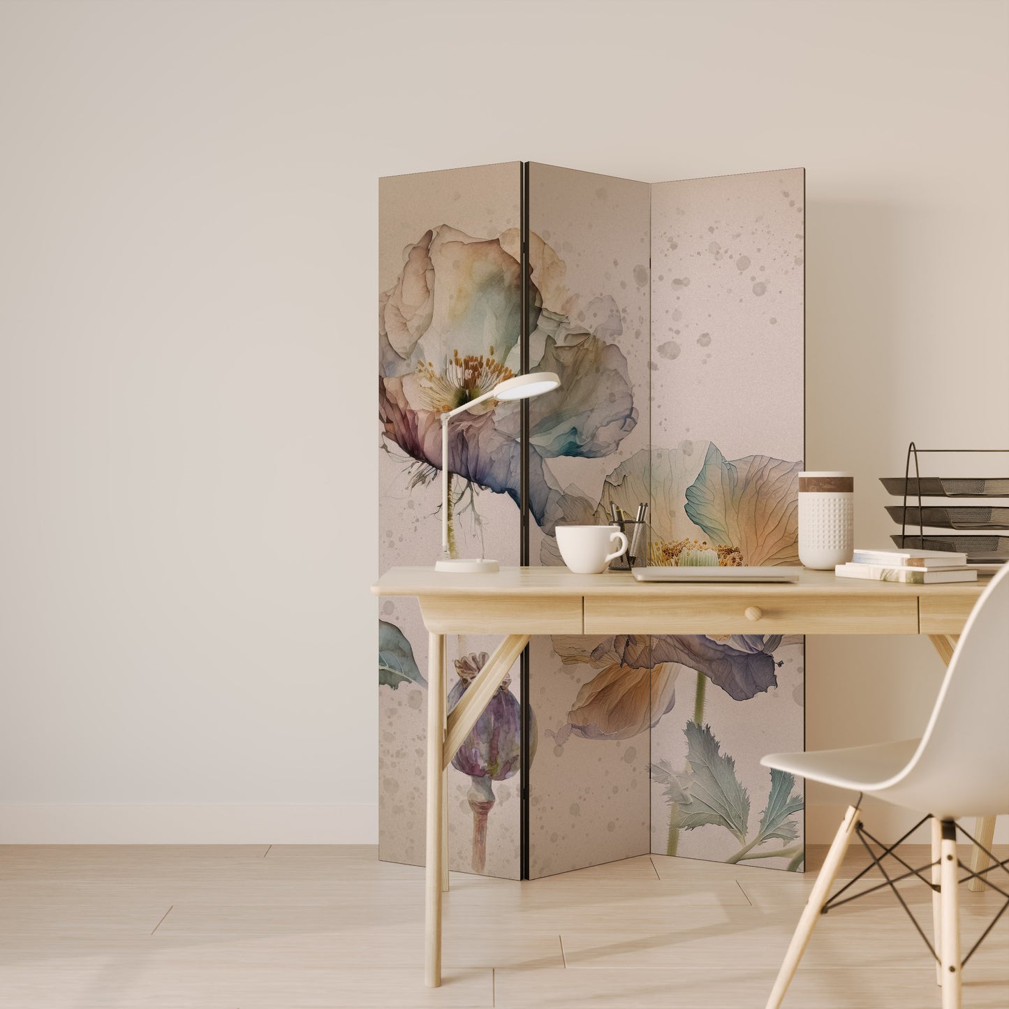 SOFTEN POPPY Divisorio decorativo per ambienti a 3 pannelli