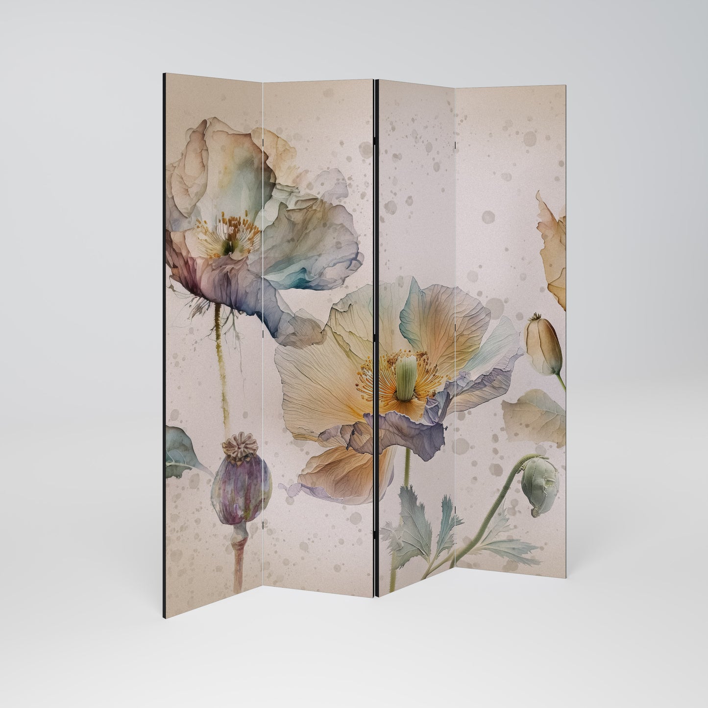 SOFTEN POPPY Decorative 4-Panel Room Divider