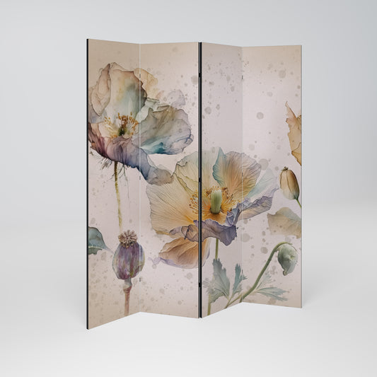 SOFTEN POPPY Decorative 4-Panel Room Divider