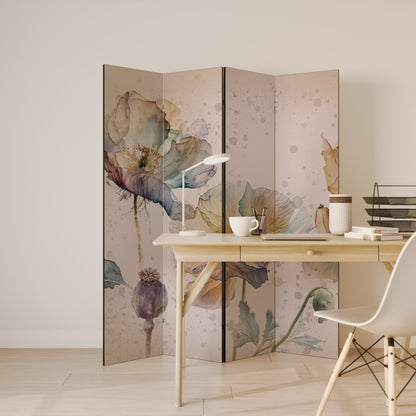 SOFTEN POPPY Decorative 4-Panel Room Divider