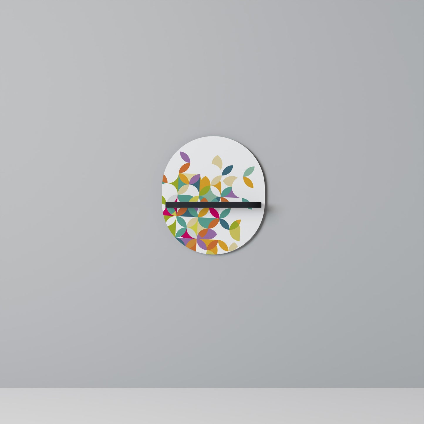 PIXEL BLOSSOM Mensola Ovale Decorativa con Finitura Nera