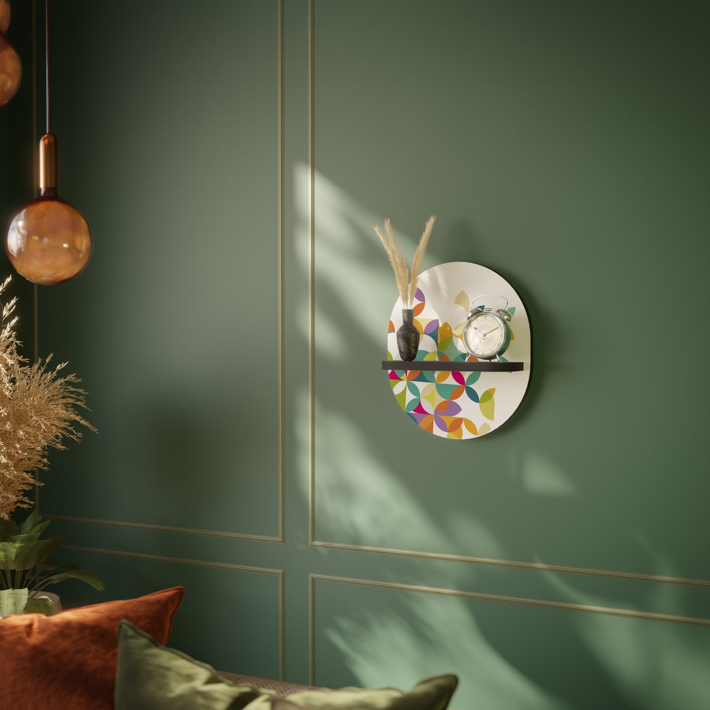 PIXEL BLOSSOM Mensola Ovale Decorativa con Finitura Nera