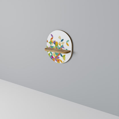 PIXEL BLOSSOM Mensola Ovale Decorativa in Effetto Rovere