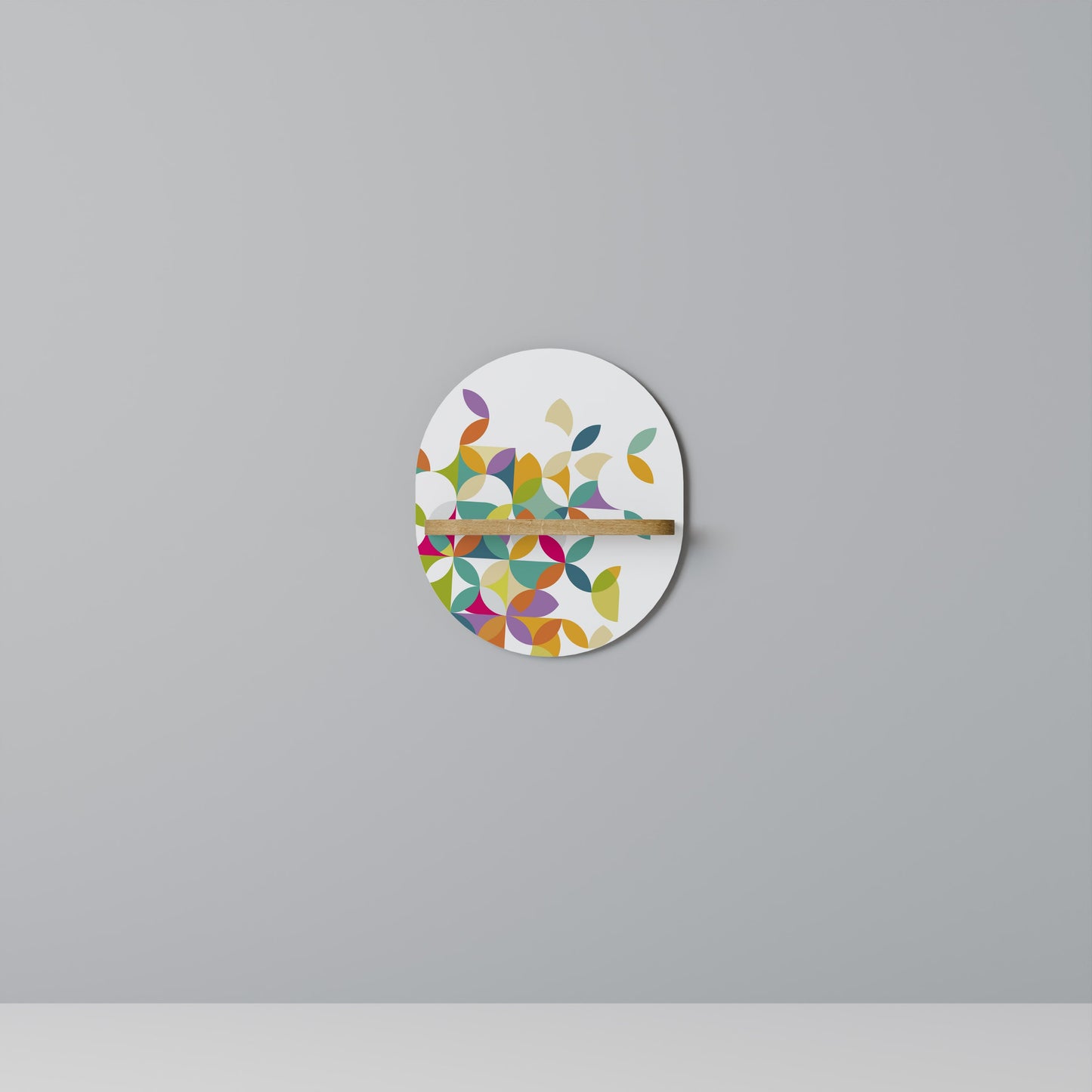 PIXEL BLOSSOM Mensola Ovale Decorativa in Effetto Rovere